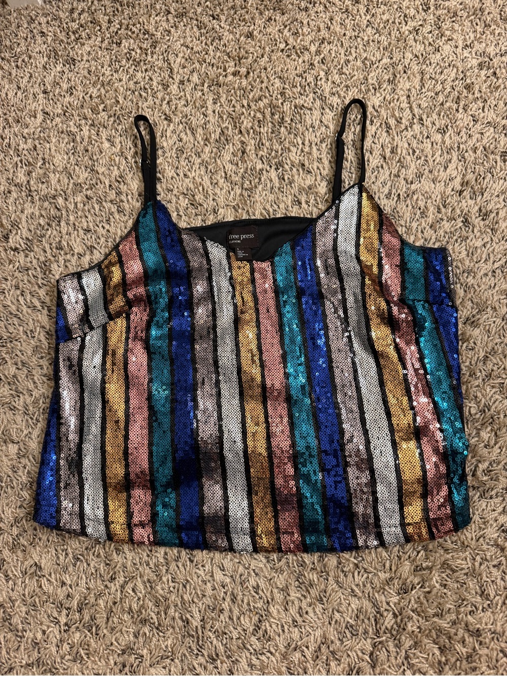 free press Multicolor Sequin Striped Tank Top